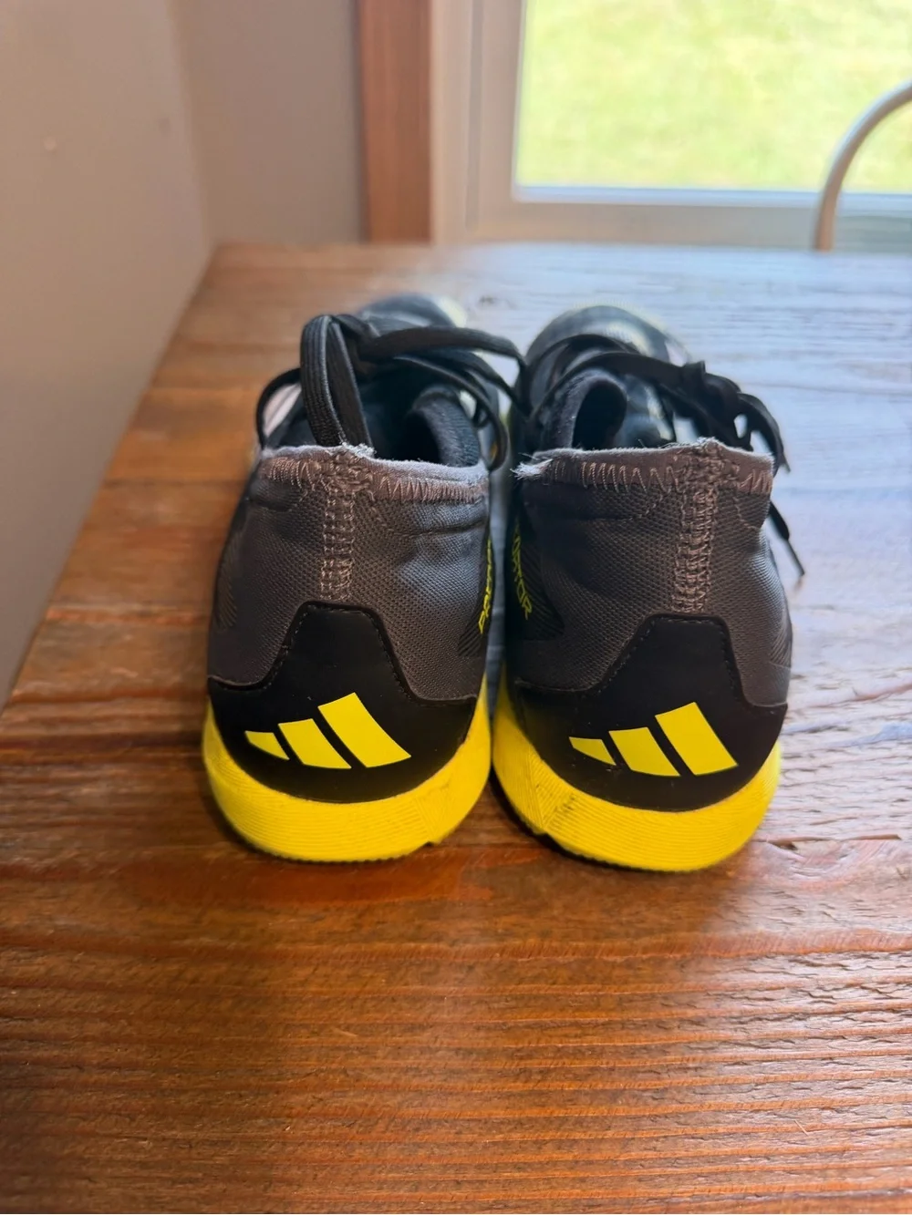 Adidas Kids Grey and Yellow Indoor Soccer Shoes